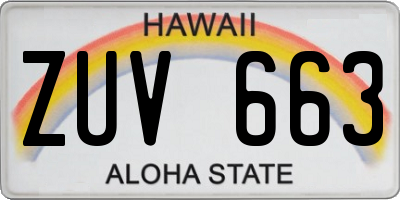 HI license plate ZUV663