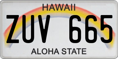 HI license plate ZUV665