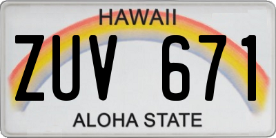 HI license plate ZUV671
