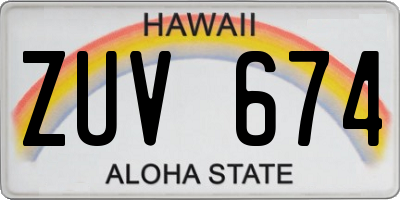 HI license plate ZUV674