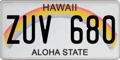HI license plate ZUV680