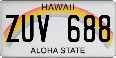 HI license plate ZUV688