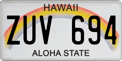 HI license plate ZUV694