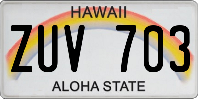 HI license plate ZUV703