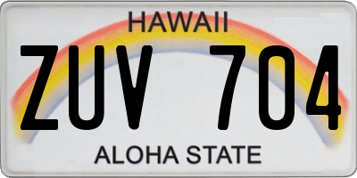 HI license plate ZUV704