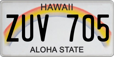 HI license plate ZUV705