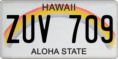 HI license plate ZUV709