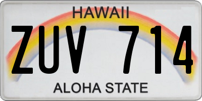 HI license plate ZUV714