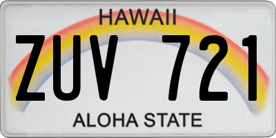 HI license plate ZUV721