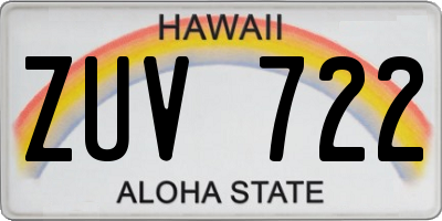 HI license plate ZUV722