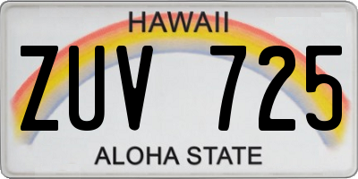 HI license plate ZUV725