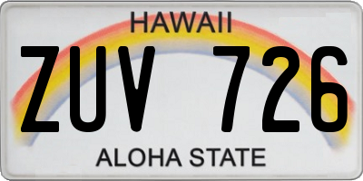 HI license plate ZUV726