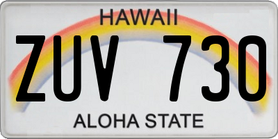 HI license plate ZUV730