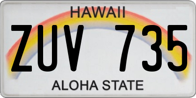 HI license plate ZUV735