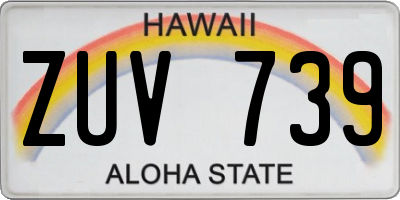 HI license plate ZUV739