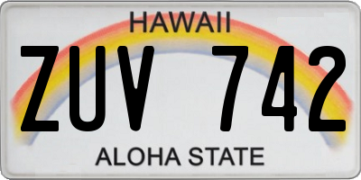 HI license plate ZUV742