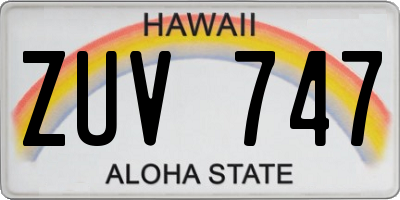 HI license plate ZUV747