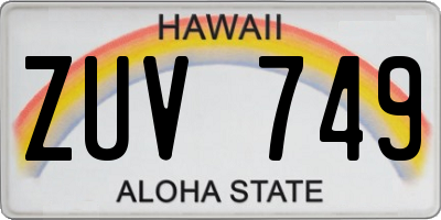 HI license plate ZUV749