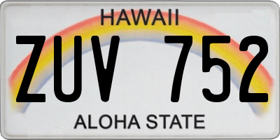 HI license plate ZUV752