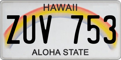 HI license plate ZUV753