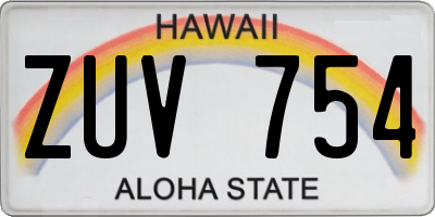 HI license plate ZUV754