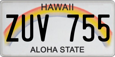 HI license plate ZUV755
