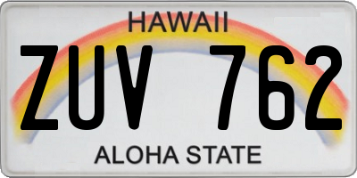 HI license plate ZUV762