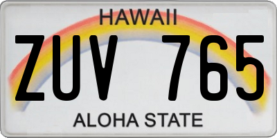 HI license plate ZUV765