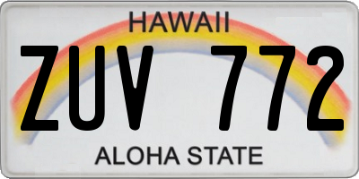 HI license plate ZUV772