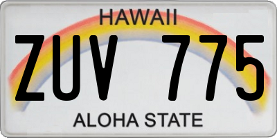 HI license plate ZUV775