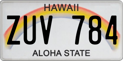 HI license plate ZUV784