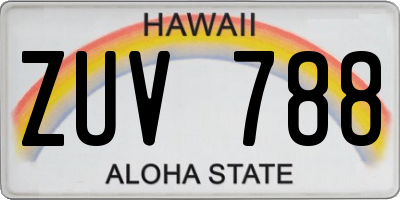 HI license plate ZUV788
