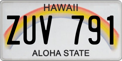 HI license plate ZUV791
