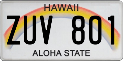 HI license plate ZUV801