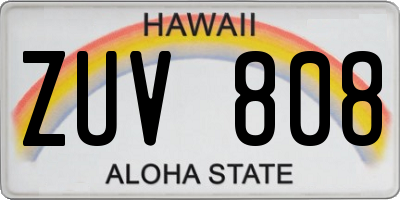 HI license plate ZUV808