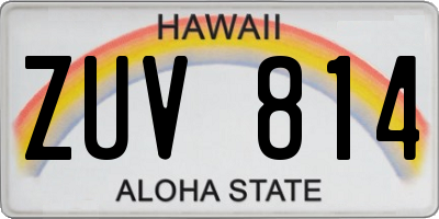 HI license plate ZUV814