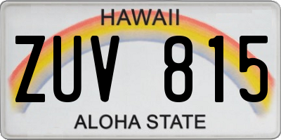 HI license plate ZUV815