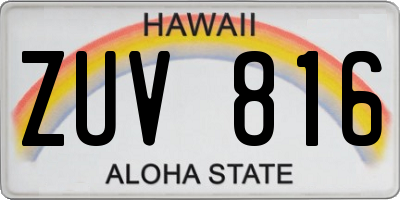HI license plate ZUV816