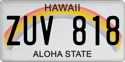 HI license plate ZUV818
