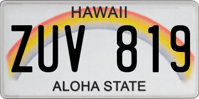 HI license plate ZUV819