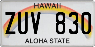 HI license plate ZUV830