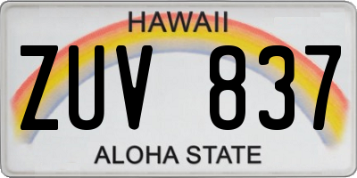 HI license plate ZUV837