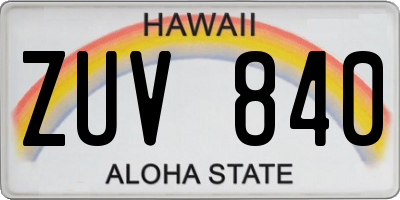 HI license plate ZUV840