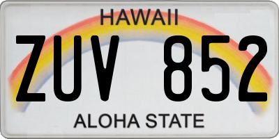 HI license plate ZUV852