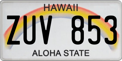 HI license plate ZUV853