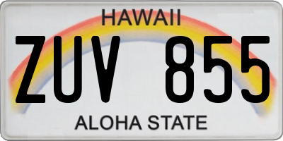 HI license plate ZUV855