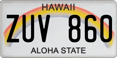 HI license plate ZUV860