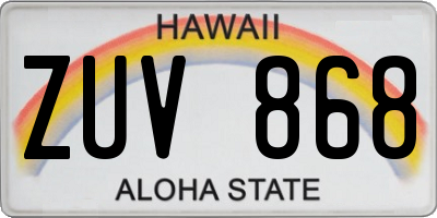 HI license plate ZUV868