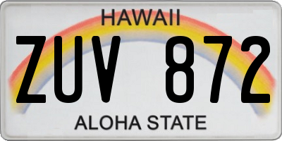 HI license plate ZUV872