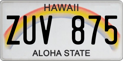 HI license plate ZUV875